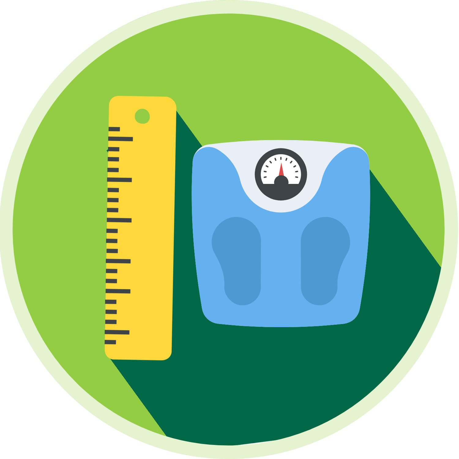 ruler and scales icon on green background