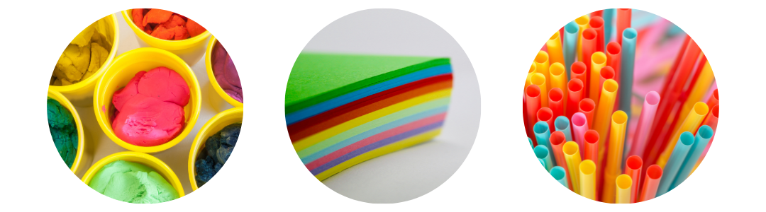 graphic of play dough, paper and straws