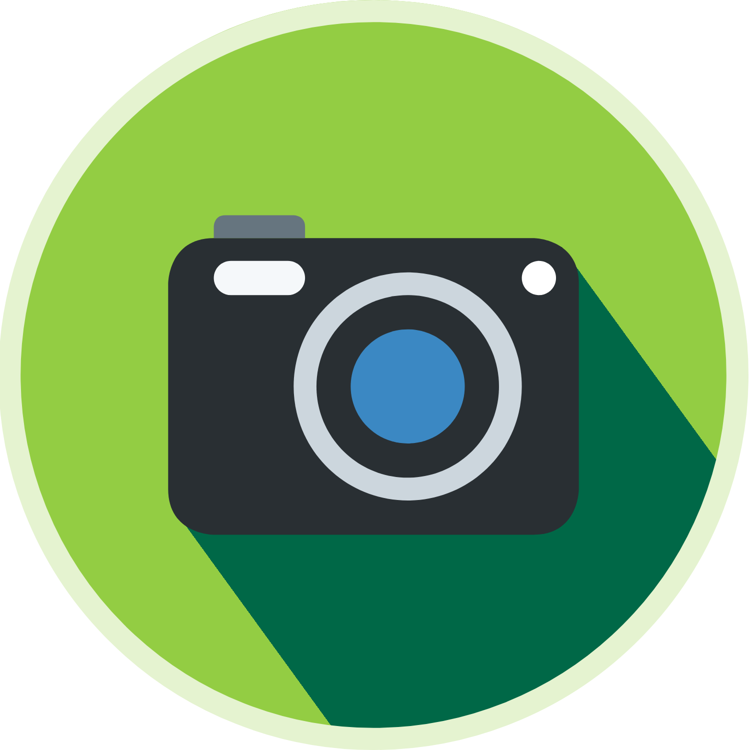 Photography icon on green background