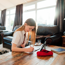 Girl doing schoolwork at home