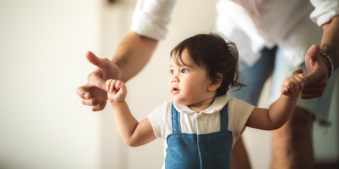 Cute Toddler Little Child Family Concept, Baby Learning To Walk With Father And Mother To Help Care And Holding Hand, First Step With Childhood Parent Support, Small Love Portrait Little Boy At Home 1